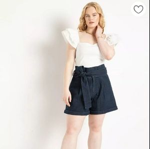 NWT Eloquii Jean Paper Bag Shorts